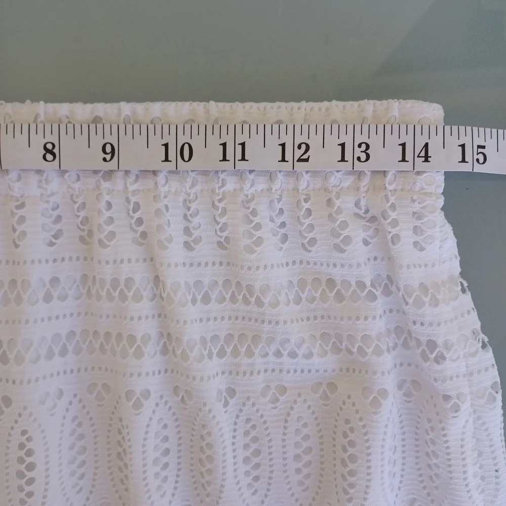 Cache White Crochet Lace Maxi Skirt Elastic Waist Boho Summer Festival Womens M